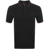 FRED PERRY TWIN TIPPED POLO T SHIRT BLACK,128182