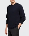 Vince Herringbone Cotton French Terry Sweatshirt In Blue