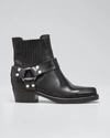 Re/done Cavalry Leather Ankle Boots In Black