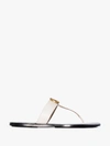 GUCCI GUCCI WHITE GG MARMONT THONG SANDALS,497444A3N0014577794