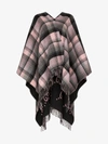 GUCCI GREY AND PINK GG LOGO CHECK WOOL PONCHO,5531183G20014549407