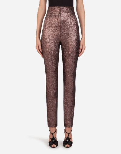 Dolce & Gabbana High-waisted Lamé Trousers In Metallic