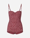 DOLCE & GABBANA POLKA-DOT PRINT SWIMSUIT WITH BALCONY NECKLINE