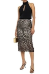 DOLCE & GABBANA EMBROIDERED LEOPARD-PRINT TULLE MIDI PENCIL SKIRT,3074457345624233643