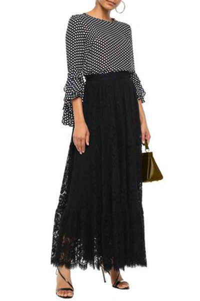 Dolce & Gabbana Woman Gathered Cotton-blend Corded Lace Maxi Skirt Black