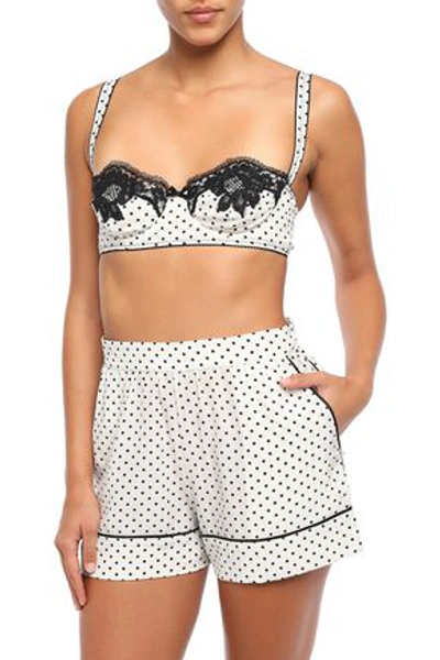 Dolce & Gabbana Woman Polka-dot Silk Crepe De Chine Pyjama Shorts White