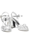 DOLCE & GABBANA EMBELLISHED KNOTTED METALLIC LEATHER SANDALS,3074457345621589080