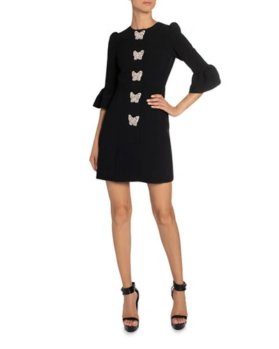 Andrew Gn Crystal-trim Mini Dress In Black