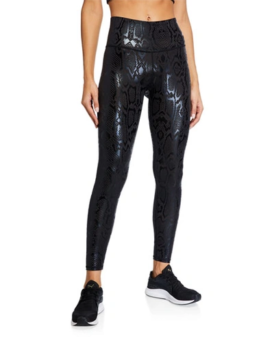 TEREZ OBSIDIAN SNAKESKIN FOIL UPLIFT LEGGINGS,PROD228300196