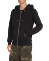 Balmain Textured Logo Zipped Hoodie In Black