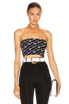 VERSACE Text Print Strapless Crop Top,VSAC-WS60