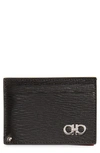 Ferragamo Men's Revival Gancini Leather Card Case With Flip-out Id Window, Black/red