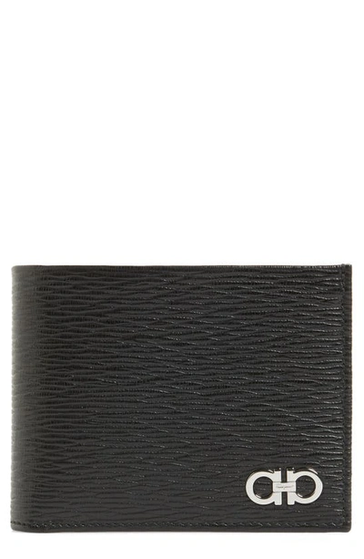 Ferragamo Revival Leather Billfold In Black/red