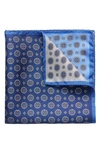 Eton Four Medallion Silk Pocket Square In Blue