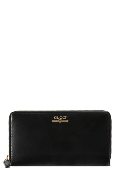 Gucci Leather Zip Wallet In Black