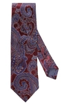 Eton Paisley Silk Tie, Dark Red In Burgundy