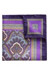 Eton Men's Silk Paisley Pocket Square, Purple In Purple