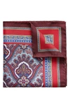 Eton Men's Silk Paisley Pocket Square, Red