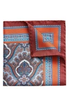 Eton Men's Silk Paisley Pocket Square In Orange