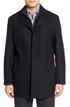 COLE HAAN WOOL BLEND TOPCOAT WITH INSET KNIT BIB,534AW561