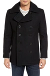 Schott Miusa Wool-blend Engraved-buttons Peacoat In Black