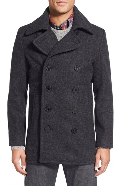 SCHOTT SCHOTT NYC SLIM FIT WOOL BLEND PEACOAT,751