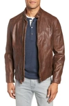 Schott Nyc Café Racer Hand Vintaged Cowhide Leather Jacket In Brown