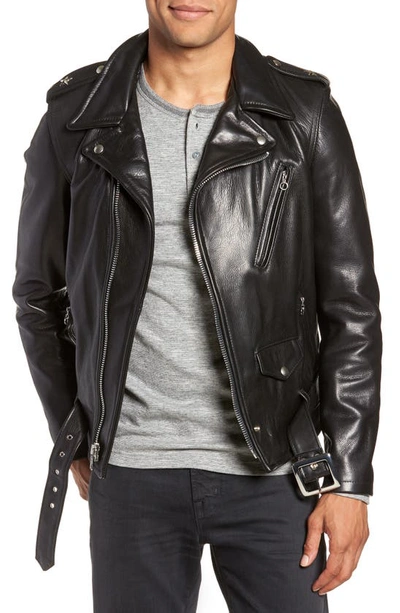 Schott Men's Waxy Leather 50s Perfecto Motorcycle Jacket In Black