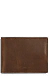 Shinola Slim Navigator Distressed Leather Bi Fold Wallet In Medium Brown