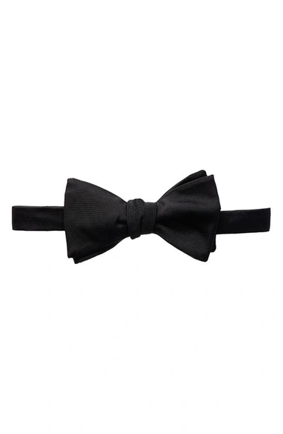 Eton Solid Silk Pre-tied Bow Tie In Black