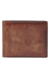 Fossil 'derrick' Rfid Leather Bifold Wallet In Brown