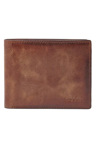 Fossil 'derrick' Rfid Leather Bifold Wallet In Brown