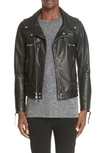 John Elliott Riders Slim Fit Leather Jacket In Black