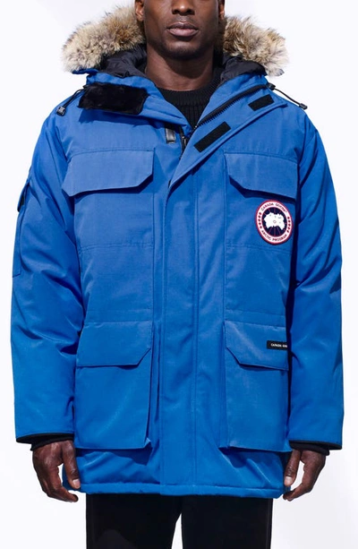 Canada Goose Expedition Logo Patch Parka Coat In Pbi Blue