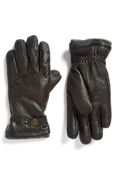 Hestra Gloves Men's Utsjo Elk Leather Snap Gloves In Black