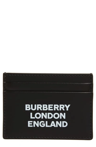 Burberry Sandon Logo Leather Card Case In Black