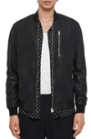 Allsaints Stones Leather Bomber Jacket In Black