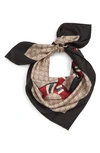 GUCCI WEB & KINGSNAKE PRINT SILK SCARF,4293944G001