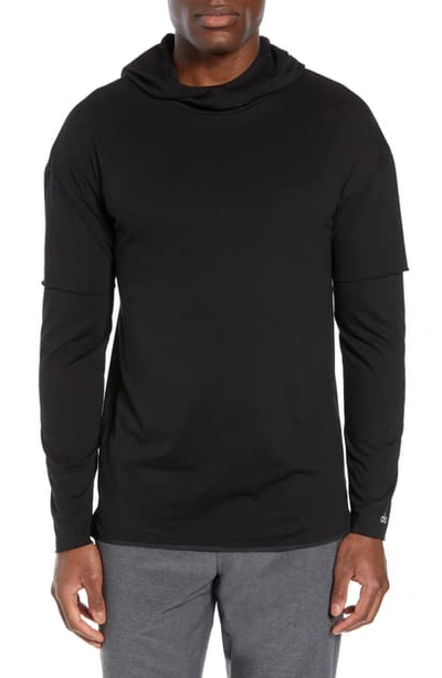 Alo Yoga 2-in-1 Pullover Hoodie In Black Triblend