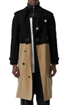 BURBERRY DOUBLE BREASTED COLORBLOCK TRENCH COAT,4558201