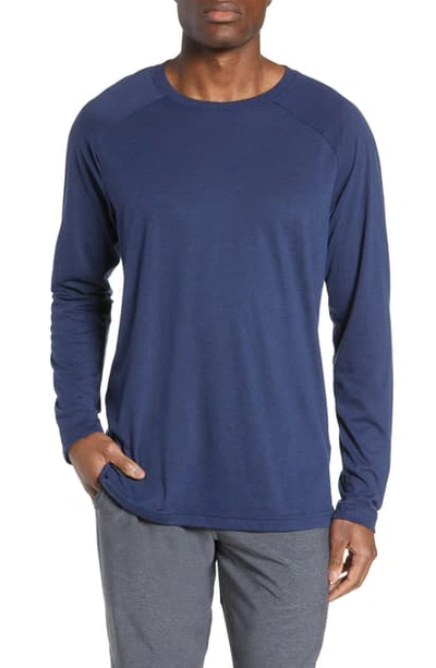 Alo Yoga Triumph Raglan Long Sleeve T-shirt In Solid Navy Triblend