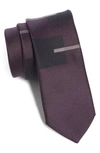 TITLE OF WORK SQUARES & STRIPES SILK & COTTON TIE,EX1207-COSK-BKGY