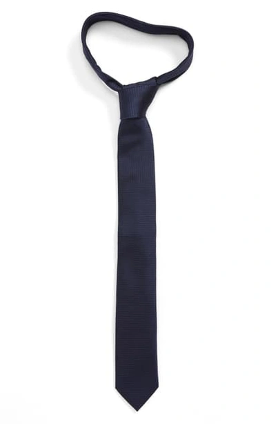 Title Of Work Stripe Silk Tie In Navy/ Black