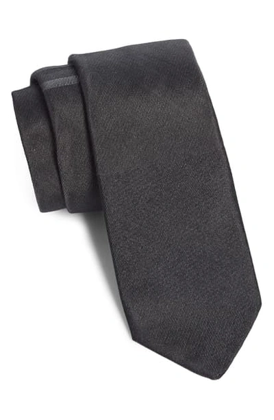Title Of Work Contrast Stripe Silk & Cotton Tie In Black/ Grey
