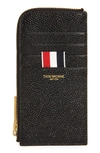 THOM BROWNE HALF ZIP AROUND PEBBLED LEATHER WALLET,MAW080A-00198