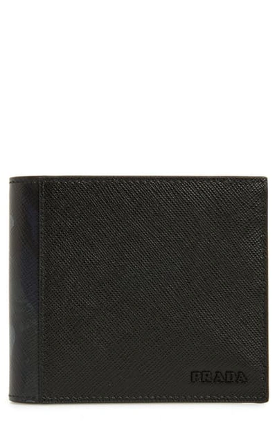 Prada Camo Print Saffiano Leather Wallet In Black