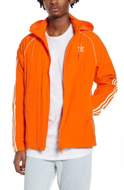 Adidas Originals Sst Hooded Windbreaker In Orange