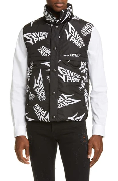 Givenchy Allover Logo Puffer Vest In Black