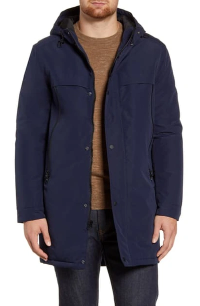 Andrew Marc Cagney Water Resistant Hooded Coat In Navy