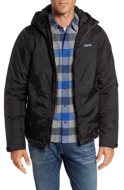 Patagonia Torrentshell Waterproof H2no Performance Standard Ripstop Hooded Jacket In Black